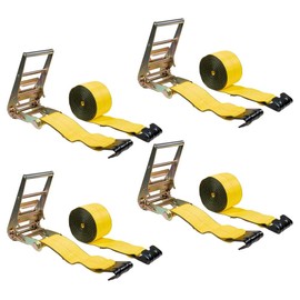 Mytee Products Ratchet Tie-Down Straps with Flat Hooks, 4" x 30' Ratchet Straps Yellow | 16,200 Lbs Breaking Strength | TieDown Ratchet Straps for Flatbed, Truck, Trailers Pickup (4 Pack)