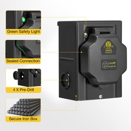 25FT 30 Amp Generator Cord with Pre-Drilled Power Inlet Box,Heavy Duty Generator Power Cord 4 Prong,125/250V,NEMAL14-30P/14-30R,Waterproof,ETL Listed,Home/RV Power Supply