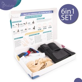 HALUTO 6-in-1 Set Hallux Valgus Correction - Hallux Valgus Splint - Hallux Valgus Bandage - Toe Separator Hallux Valgus with Bunion Protection - Hallux Valgus Socks - Hallux Valgus Belt Training Band
