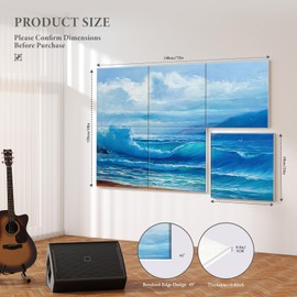 JBER 6 Pack Art Acoustic Panels, 72×48Inches Soundproof Wall Panels, Large Self-Adhesive Wall Panels, Decorative Sound Absorbing Panels, Sound Panels for Recording Studio, Living Room(Sea Waves)