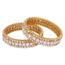 Efulgenz Indian Style Bollywood Traditional Gold Tone Faux Kundan Stone Wedding Bridal Bracelet Bangle Set Jewelry Size 2.6, 2.6, Metal, not known