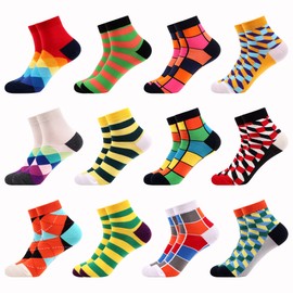 WeciBor Men's Dress Cool Colorful Fancy Novelty Casual Quarter Socks 12 Packs