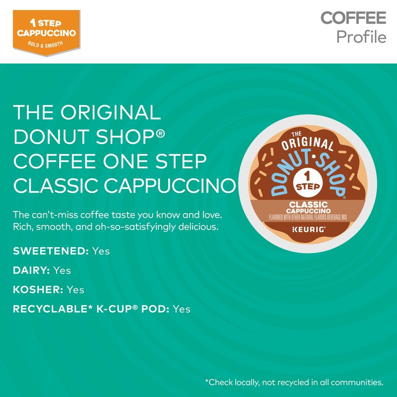 The Original Donut Shop One-Step Classic Cappuccino, Keurig Single-Serve K-Cup