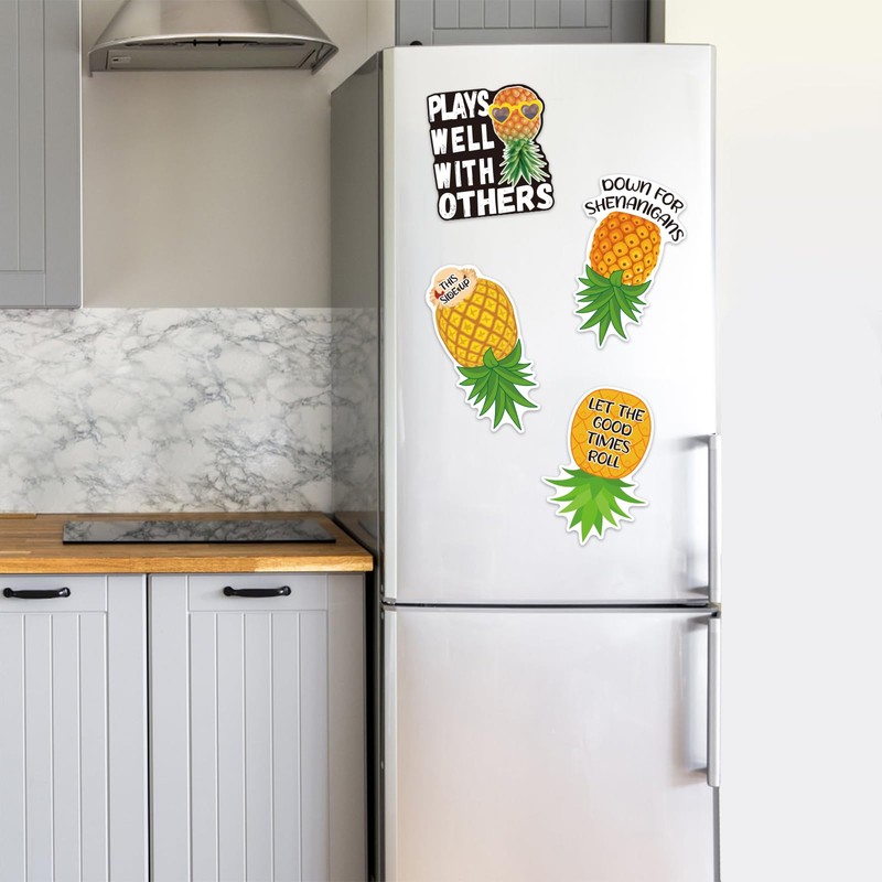 4 Pcs Upside Down Pineapple Magnet - Pineapple Decor Magnetic