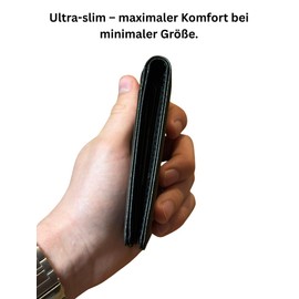 focutex Genuine Leather Slim Wallet with RFID Protection in Black - High-Quality Wallet for Men & Women, Elegant Card Case, Compact Leather Wallet, black, Modern