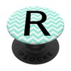 Letter R Initial Monogram Name Mintgreen Chevron Black