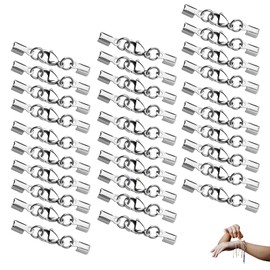 Pack of 30 Clasps for Bracelets, Chains, Clasps for DIY Chains, Leather Band, Jewellery, Silver