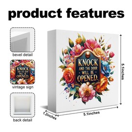 Encouragement Floral Christian Gifts for Women Religious Bible Verse Wooden Box Sign Rustic Desk Decor Decorative Bedroom Home Decorations Desk Office Accessories Supplies Vintage Wood Block Plaque