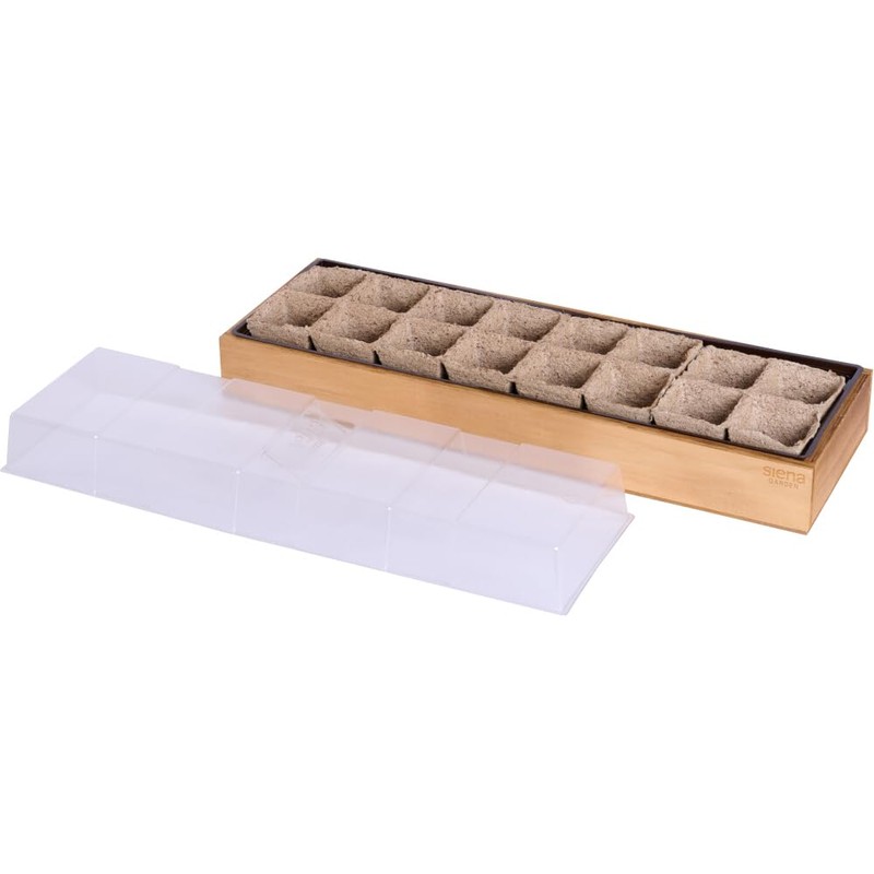Siena Garden Growing Wood Box with 16 Pots Biodegradable
