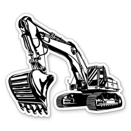 Excavator Sticker - 3" Laptop Sticker - Waterproof Vinyl for Car, Phone, Water Bottle - Heavy Construction Equipment Decal