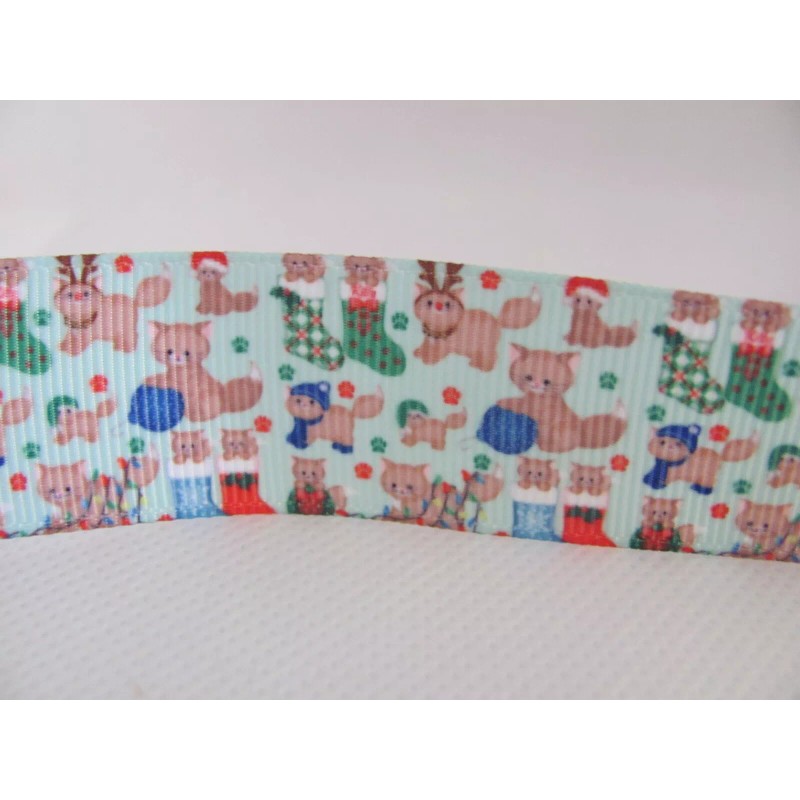 Christmas Cats 1 inch Grosgrain Ribbon