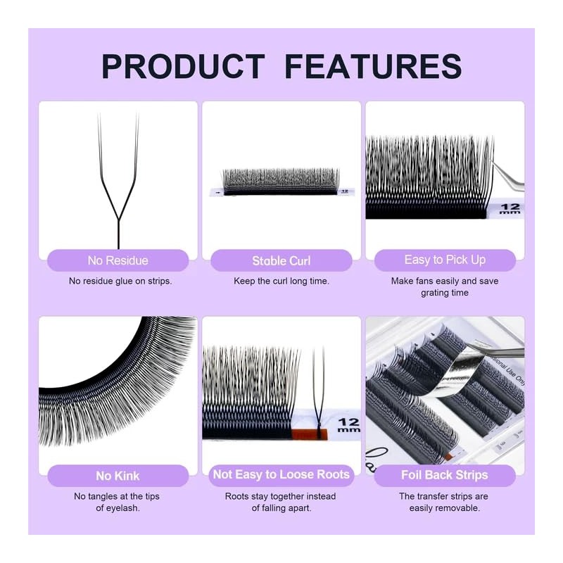 Natuhana 2D U Shape Lash Extensions Easy Fan Russian Volume