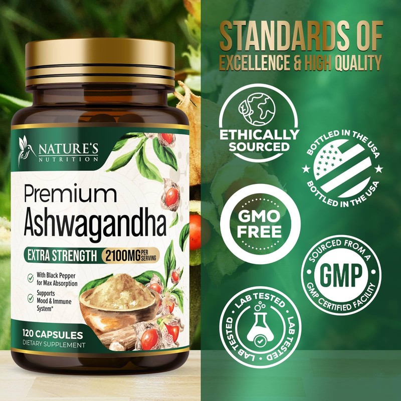 Herbal Ashwagandha 2,100 mg - Extra Strength Unwind, Calm &