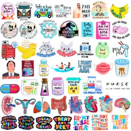 50 PC Funny Vinyl Nurse Stickers Healthcare Medical Nursing Nurses Sticker for Water Bottles Laptop Computer Decal RN CNA Future School Student Deals Work Accessories Items Stuff Day Week Gifts