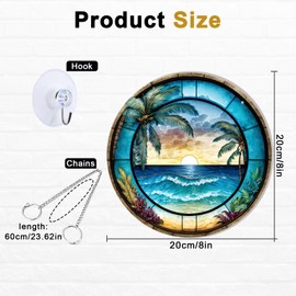 HhBdy Sun Catchers for Windows,8in Diameter Colour Catcher Acrylic Window Sun Catcher for Window Sun Catcher Decor Stained Light Catcher,Window Porch Home Accessories (Coastal Suncatchers)