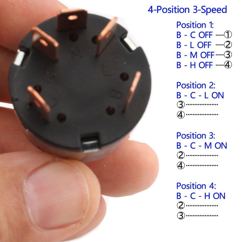 RUNCCI-YUN 4-Position 3-Speed Fan Selector Rotary Switch Governor 12A 250V/16A