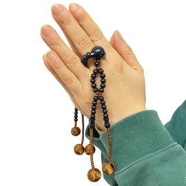 WONDERFUL LOTUS Lotus Flower Beads Nichiren Buddhist Beads for Men and Women, 0 Shakes, Ebony, Kyodama, Prayer Beads, 108 Beads, Hokke Beads with Bag, Natural Wood, Funeral, Memorial Services, Two