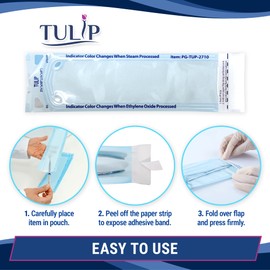 Self Sealing Sterilization Pouch 2.75" x 10" (200 Pack) - Autoclave Sterilizer Bags for Clean Tools - Dental and Nail Sanitizer Packets by Tulip