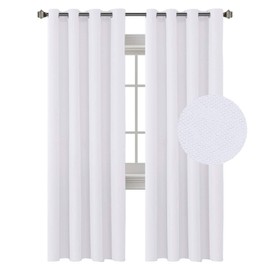 H.VERSAILTEX Linen Blackout Curtains 108 Inches Long for Bedroom/Living Room Thermal Insulated Grommet Curtain Drapes Primitive Textured Linen Burlab Effect Window Draperies 2 Panels - Pure White