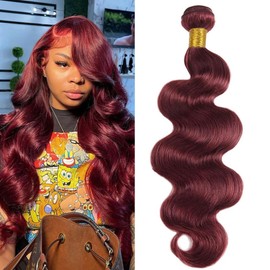 ZGGTL Burgundy Bundles Human Hair 12A 100% Brazilian Raw Human Hair Bundles Quick Weave Double Weft Natural Black for Women Hair Extensions(26Inch)
