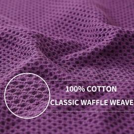 LEIAOLY 100% Cotton Waffle Weave Kitchen Dish Cloths, Ultra Soft Absorbent Quick Drying Dish Towels, 12 x 12 Inches, 6-Pack, Purple