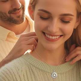 MOOSEA 925 Sterling Silver Compass Moissanite Necklace, Anniversary Birthday Gifts for Women, Wife Gifts, Jewelry Gift for Wife Her, I‘d be lost without you