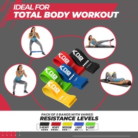 XN8 Exercise Loop Resistance Bands Skin Friendly Heavy Duty Set of 5 Fitness Bands For Gym-Home-Yoga-Training-Legs-Glutes-Arms-Physio-Pilates (Full Set)