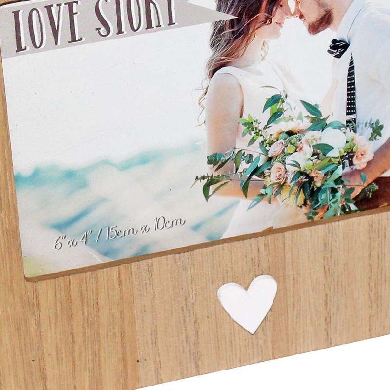 Our Love Story Wooden 6x4 Photo Frame with Heart and