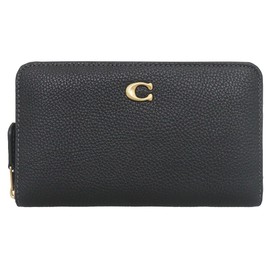 Coach CR546 CR546 Essential Polished Pebbled Leather Medium Zip Around Wallet Ladies [Brand], Black