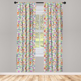 Ambesonne - Juego de 2 paneles para decoración de sala de estar, dormitorio, 142 x 213 cm, color rojo y verde