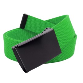 Build A Belt 1.25" Wide Black Flip Top Military Belt Buckle with Canvas Web Belt (Mens Small Kelly Green)