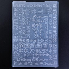 Kwellam Words Winter Wonderland Merry and Bright Background Plastic Embossing Folders for Card Making Scrapbooking and Other Paper Crafts 3100810