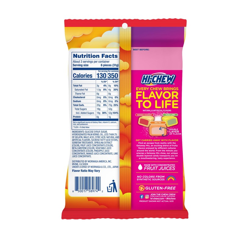 HI-CHEW Getaway Mix, Pack of 6 Bags, 3oz each -