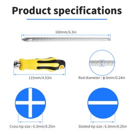 FOCMKEAS 2 in 1 Adjustable-Length Screwdriver,PH2 Phillips and 6.3mm Slotted Magnetic Screwdriver with Double End Bits