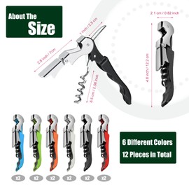 cssopenss 12 Pieces wine key wine opener Stainless wine bottle opener Fold Serrated Foil Cutter wine keys for bartenders for Family, Company Party,Bars,Restaurants(6 Color)