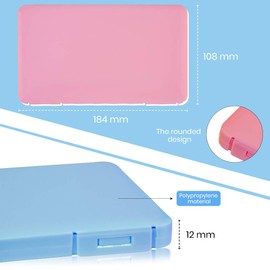 Kalolary 2 Pack Mask Storage Box, Storage Case Organizer Keeper Folder, Face Covering Container Storage Clip (Pink and Blue)