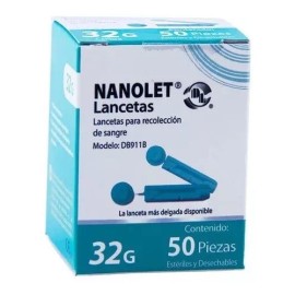 Gmate Lancetas Nanolet Para Glucometro Gmate 50 Pzas Color Azul Claro