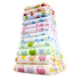 Kosugizen SV-0200-12 Everyday Print Face Towel (Smile), 13.4 x 31.5 inches (34 x 80 cm), Set of 3 Patterns,12 Towels, Assorted 13.4 x 31.5 inches (34 x 80 cm)