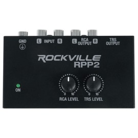 Rockville RPP2 Metal Phono Preamp, Converts Phono to Line-Level RCA, 1/4" TRS Output, RIAA EQ, Low-Noise, 12V Adapter, Durable Compact Design, for Turntables & Home Audio