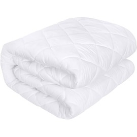 A ATH Collection Poly-Cotton Quilted Mattress Protector Cotton Fabric Pad Fitted Mattress Topper Stretchable Mattress Cover 30 CM Deep (Single)
