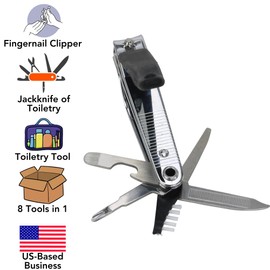Iconikal 8-in-1 Toenail Clipper Multi Tool with Screwdriver, Brush, File, Pick, Can Opener, Rubberized Grip