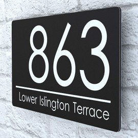K Smart Sign | Exalted | EXA4-C-H1-27W-MB | Composite Aluminium Matt Black Floating House Sign Plaque Number | 280mm x 160mm