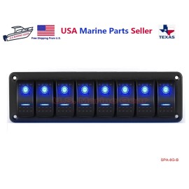 SPA-8G-B 8 Gang Toggle Rocker ON OFF Switch Panel Dash Boat Marine Truck RV