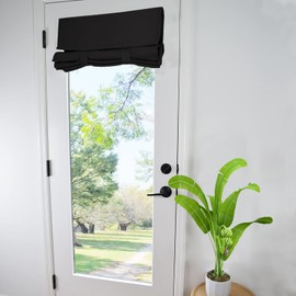 WdFour Side Door Curtains for Door Window, Room Darkening Solid Color Door Window Covering for Glass Door, Front Door Sidelight Curtain Tie up Shade 30W x 80L Inches, 1 Panel, Black.