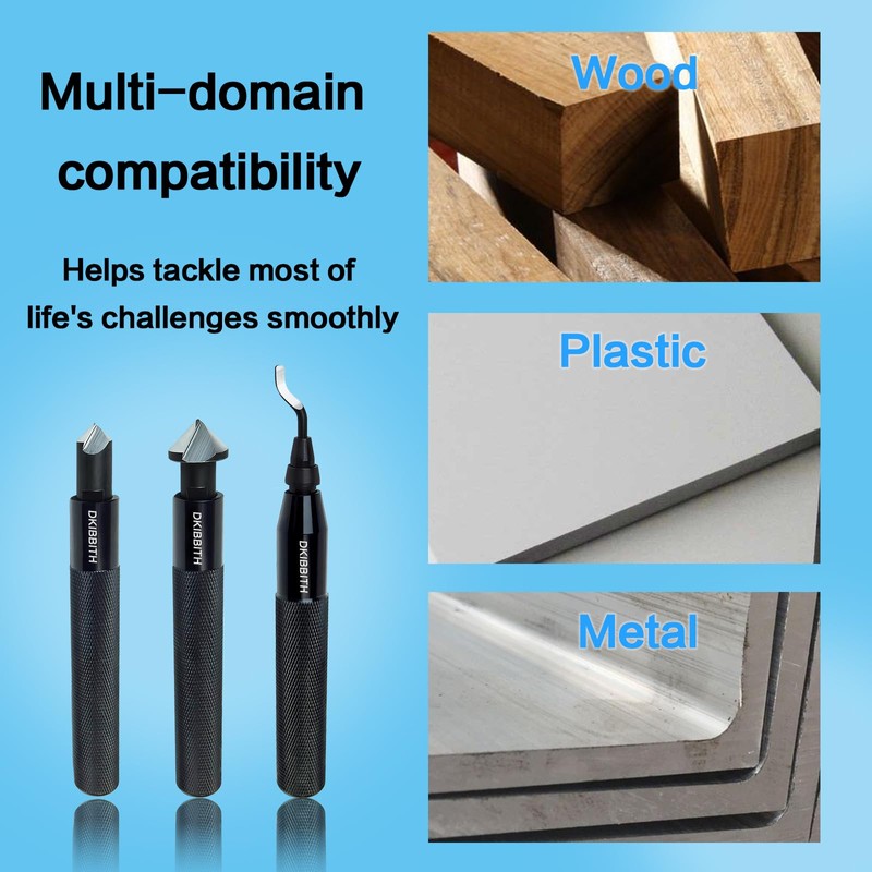 DKIBBITH 13-Piece Deburring Tool Set with 2 Countersinks & 11