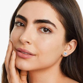 FAOMZQ Earrings 925 Silver Heart Earrings Gold/Silver with AAA Cubic Zirconia for Women Girls Women, Cubic Zirconia