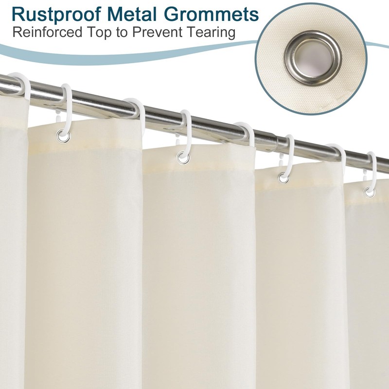 AooHome Extra Long Fabric Shower Curtain, Polyester Solid Shower Curtain