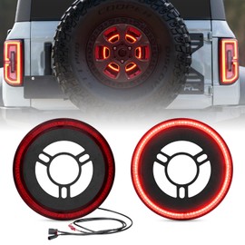 CAFOPAR Spare Tire Brake Light Compatible with F-ord Bronco 2021 2022 2023 2024 2/4 Door, Tail Light Rear LED Ring Wheel Light Plug and Play Red Lens