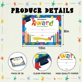 25 PCS Colorful 8 X 10 Inches Award Certificates, Student of The Month Certificate, Suitable for End of Semester for Teachers Students Parents-01