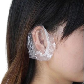 100 Pcs 200 Pcs Disposable Ear Caps Ear Caps Ear Covers Hair Dyeing Trimming Shampoo Hair Color Perm Cap Ear Protection Waterproof One Size Fits All (Clear 100 Piece Set)